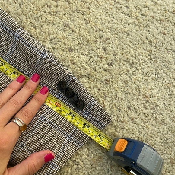 Peter Millar Men's Windowpane Plaid 100% Wool Blazer Brown Size 46T Sport Coat - Picture 8 of 10